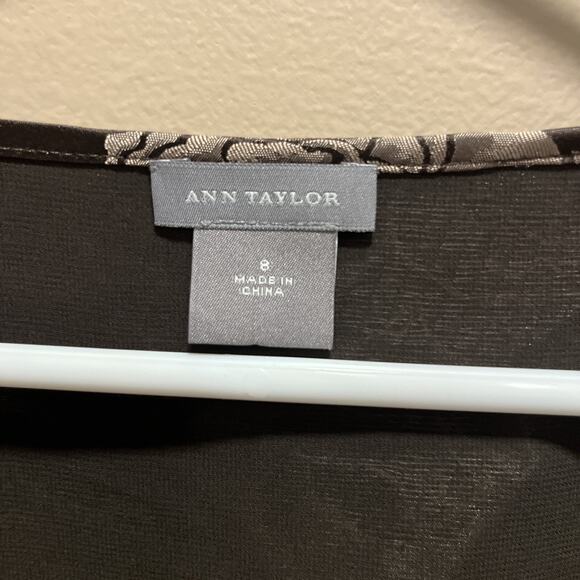 Ann Taylor Women Silk Gray Black Tapestry Floral Baby Doll Tank Ruffle Tiered 8 - Picture 2 of 11